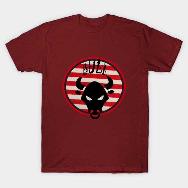 Black and Red Bull - Stripes T-Shirt by O.M design